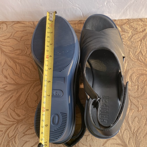 🌹Camper women’s Kyra wedge sandal, casual, open toe slingbacks leather black 10 - Picture 9 of 17